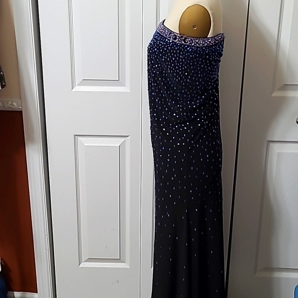 Morilee Madeline Gardner Beautiful Dress Black blue stones, Size 00 - Picture 5 of 12